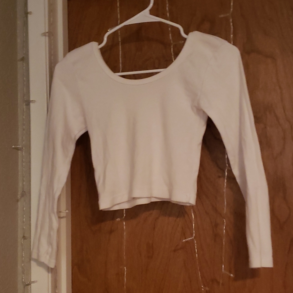 White Long Sleeve Crop Top